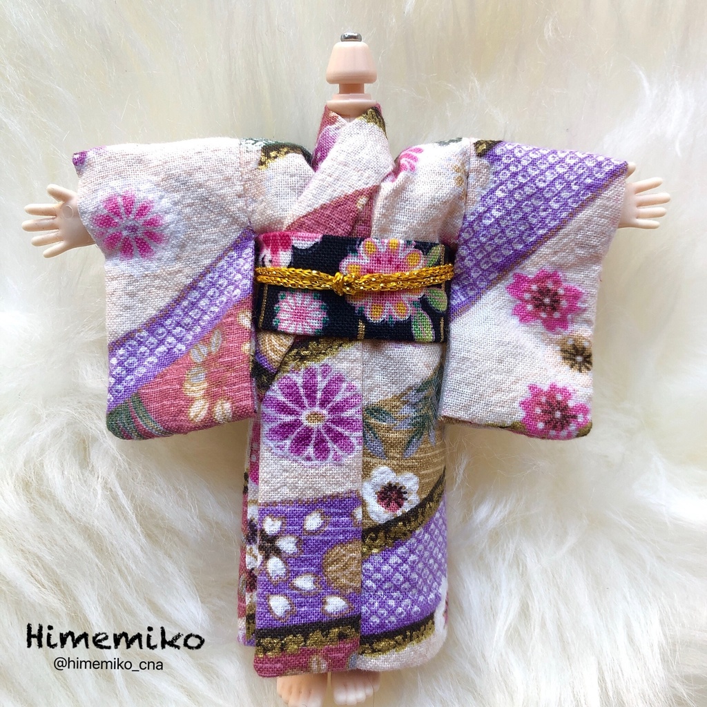 再販【オビツ11】大正ロマン羽織・着物セット(鶯・梅柄+藤・鶴柄帯)