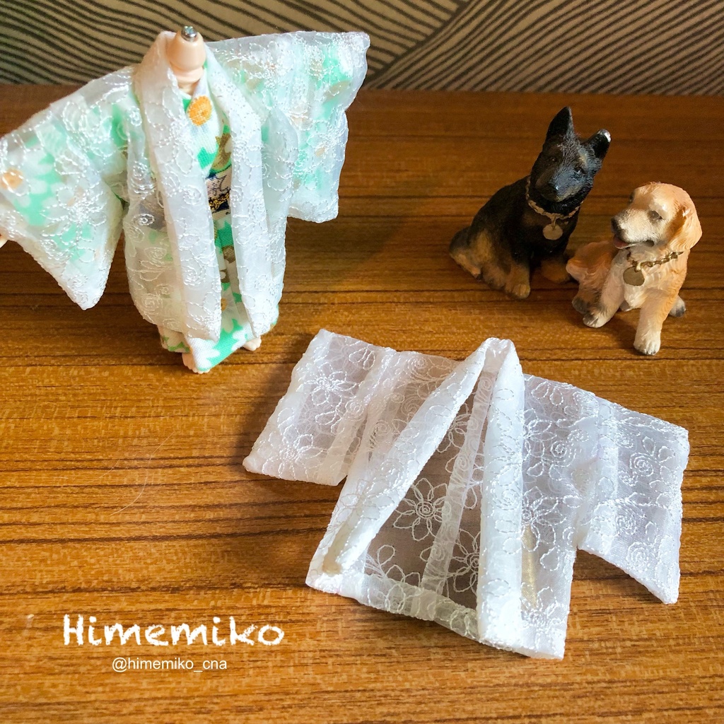 【再販】シースルー夏羽織・白花柄刺繍入り (単品)
