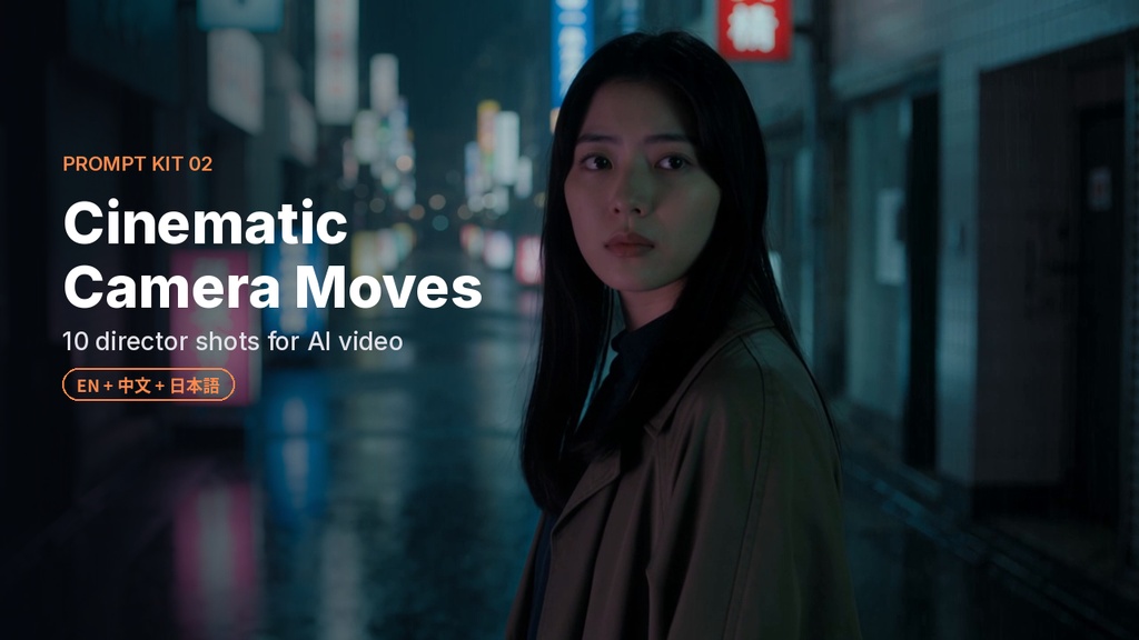 【AI動画プロンプト集】映画的カメラワーク10種|シネマティック映像をコピペで|Kling・Seedance対応