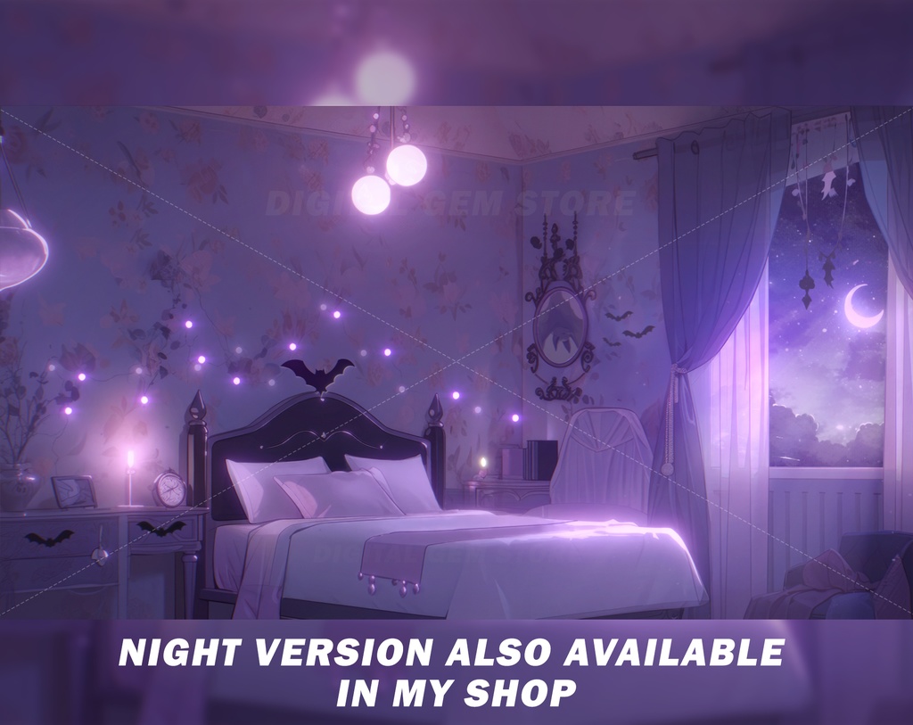 Animated Vtuber Background for Twitch, Pastel goth room, Dreamy pastel room, Anime, gothic, stream background, looped background