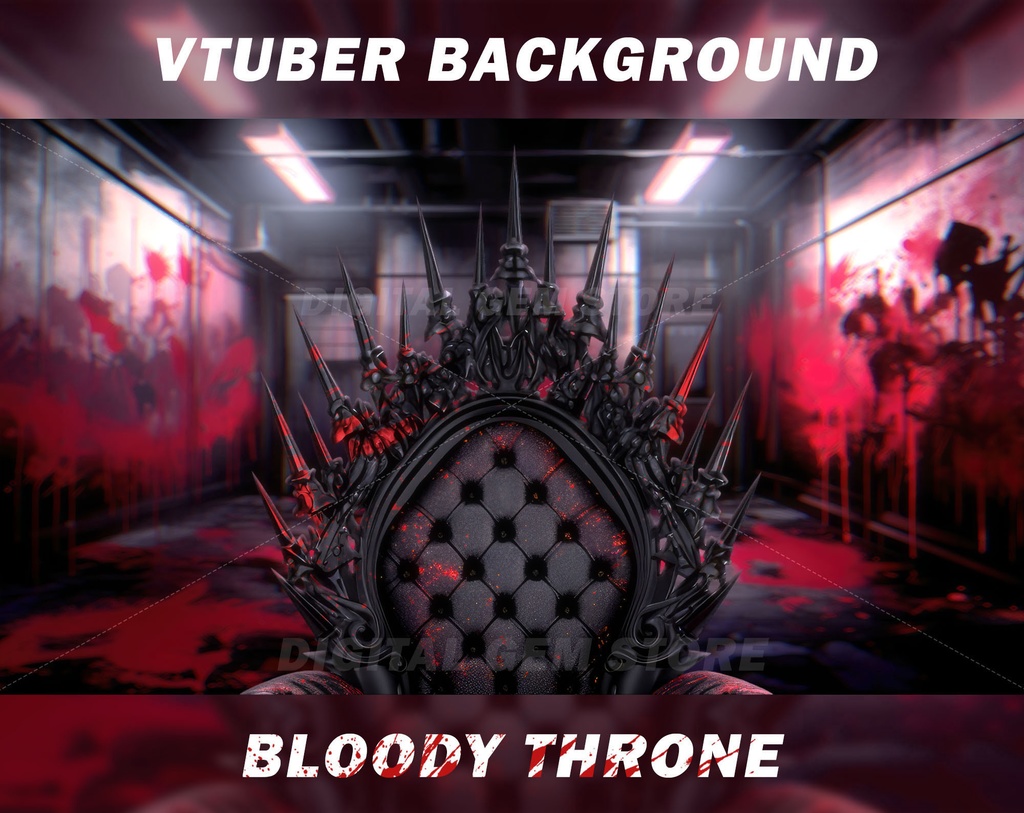 Vtuber Background, Vtuber Chair, Bloody throne, Horror vtuber asset, halloween, blood background, stream background 