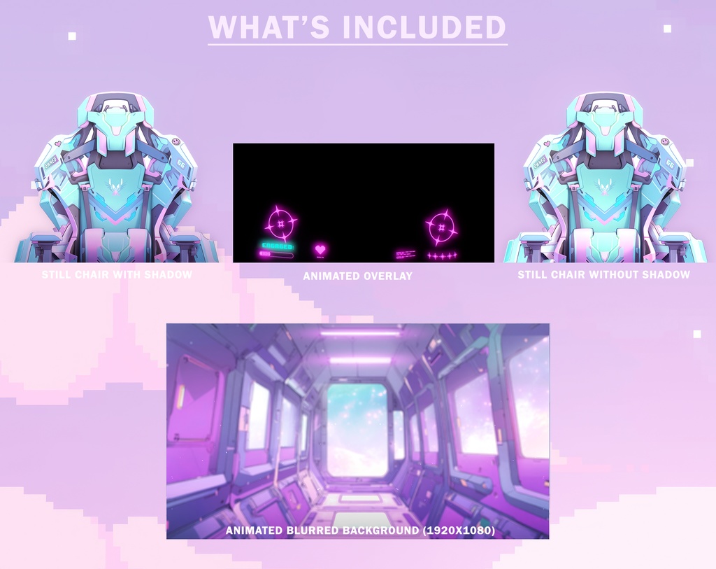 Animated Vtuber Background, Vtuber Chair, Pastel Mecha Cockpit, vtuber asset