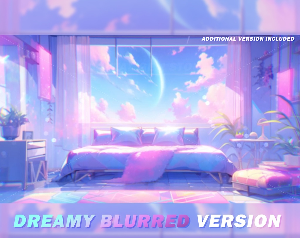 Animated Vtuber Background, Holographic room, stream background, looped background, Dreamy cozy room