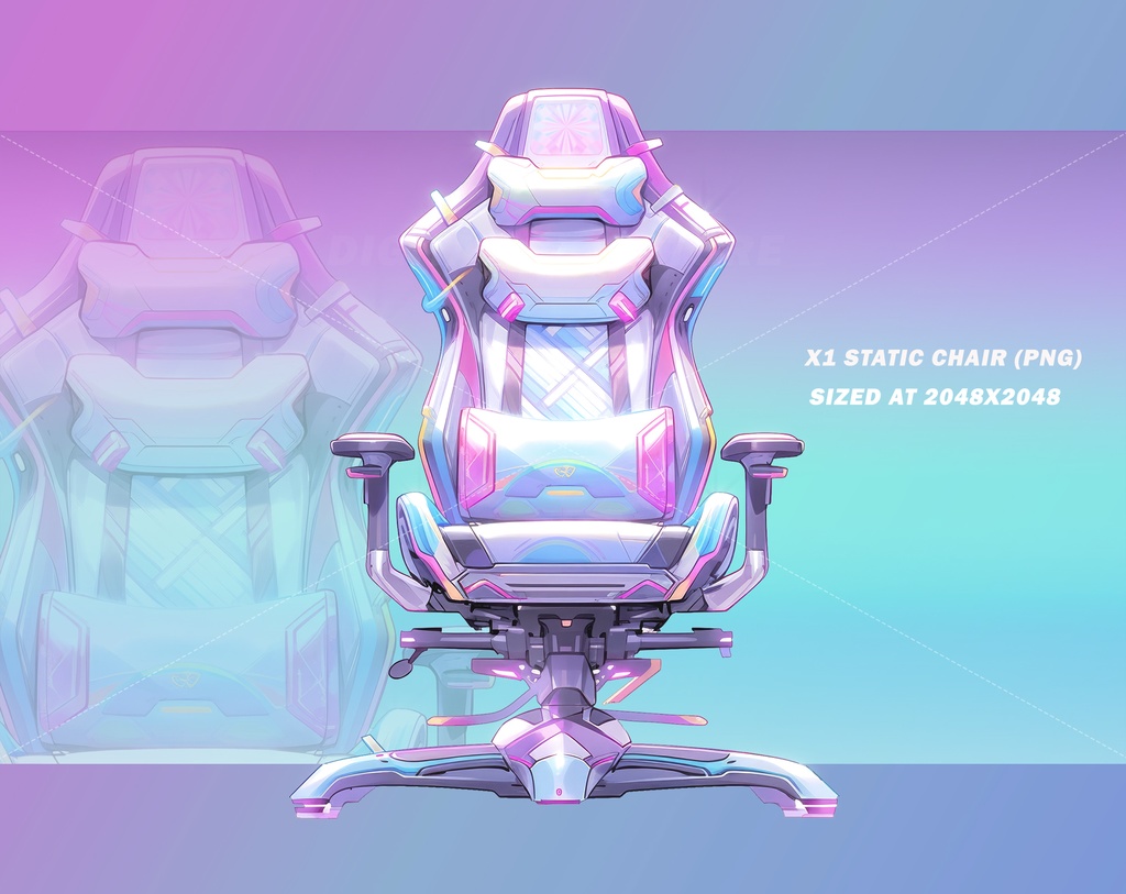 1x Vtuber Gaming Chair, Cute Holographic vtuber chair, assets, VTuber, cute, pink, purple, vtube