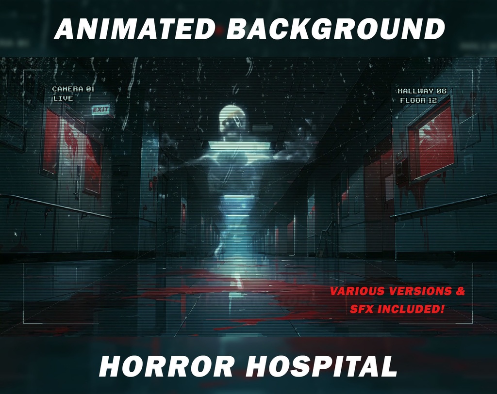 Animated Horror Vtuber Background for Twitch, Horror Hospital, stream background, looped background, looped vtuber background 
