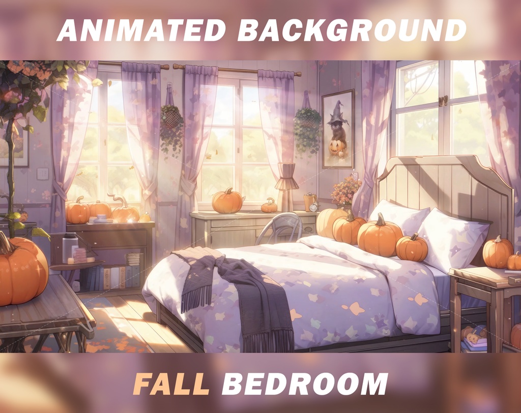 Animated Vtuber Room Background, Pumpkin Fall bedroom, Halloween  background, Anime, stream background - Digital GEM - BOOTH