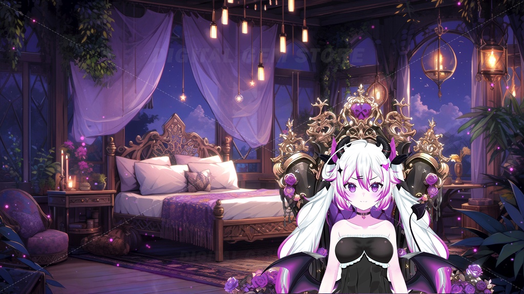 Vtuber Animated Background for Twitch, Purple Magic Room, Witch, spell, Mystical, purple stream background vtuber background