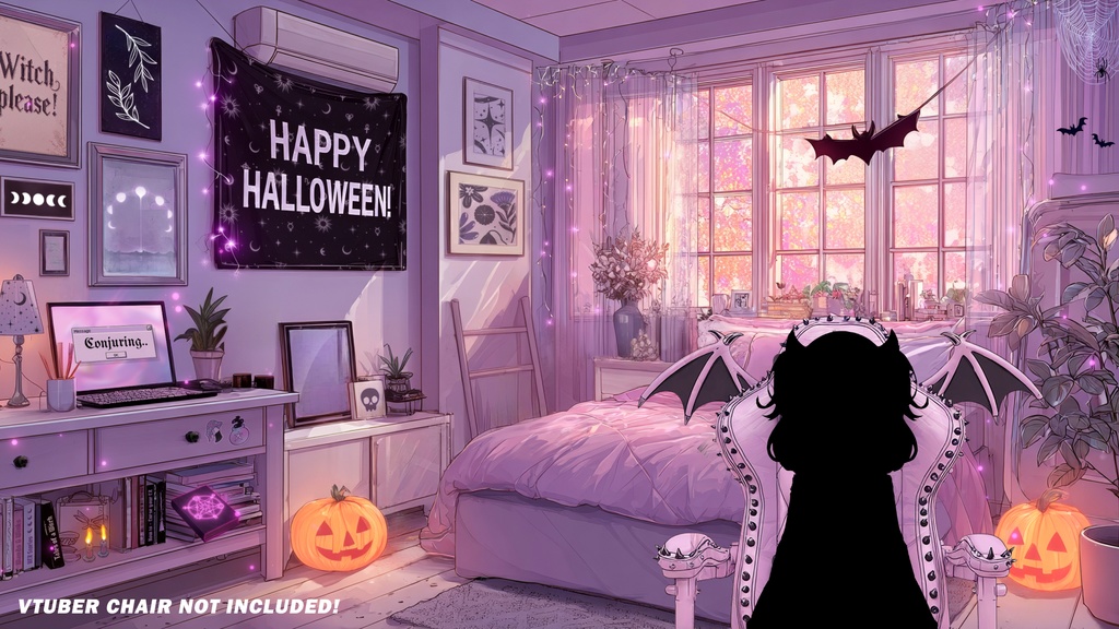 Animated Vtuber Background for Twitch, Pastel Witch room, Halloween vtuber background for streaming, vtuber asset, Witchy, Pastel got