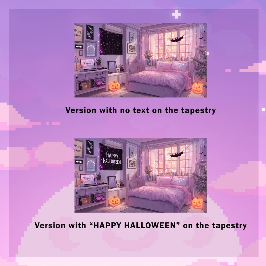 Animated Vtuber Background for Twitch, Pastel Witch room, Halloween vtuber background for streaming, vtuber asset, Witchy, Pastel got