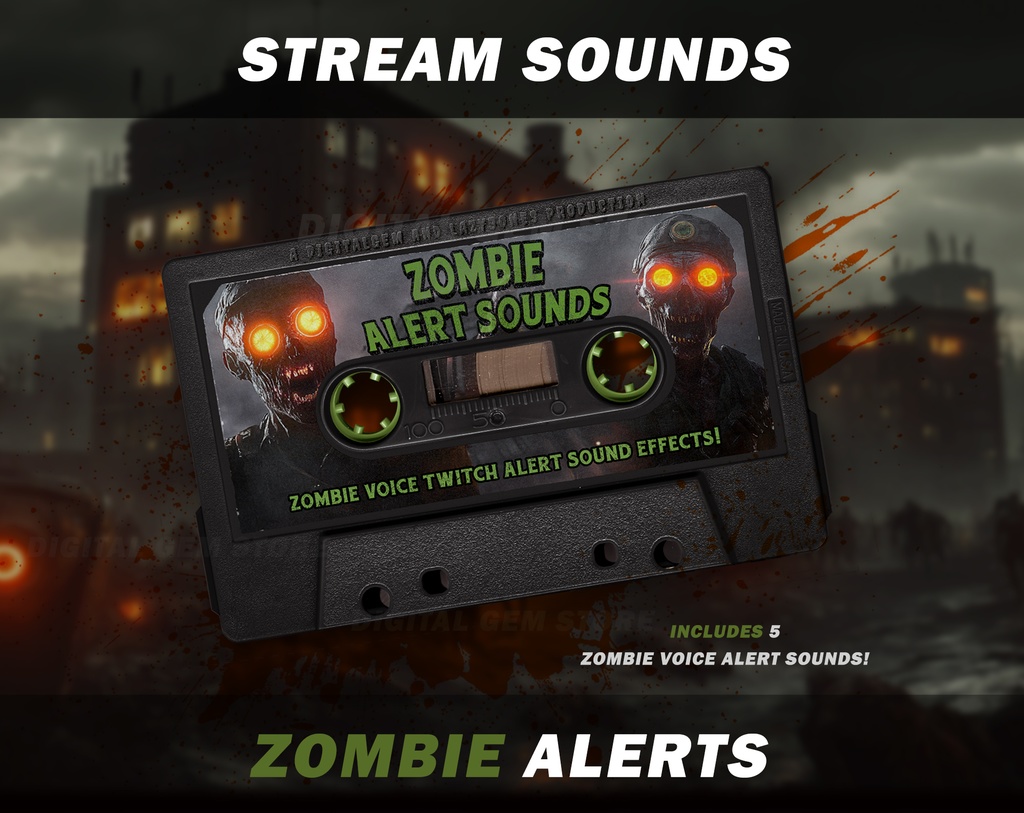 Twitch Sound Alerts - Horror Zombie Sound effects Pack, for streamers, vtubers and youtubers, pack of 5 Zombie Voice Alert sounds 