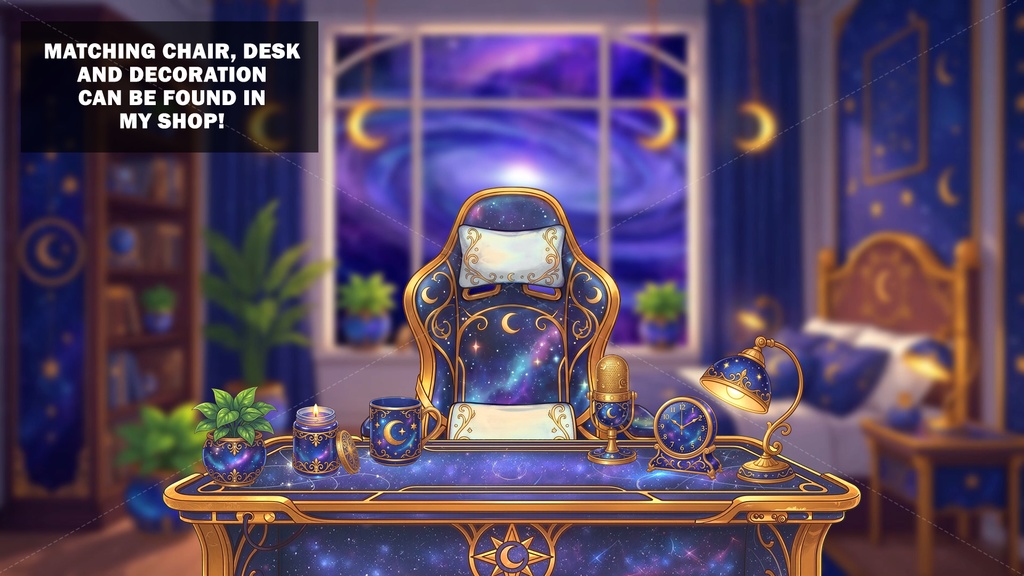 Animated vtuber background, Celestial Room, Cosmic Background, stars, crescent, moon