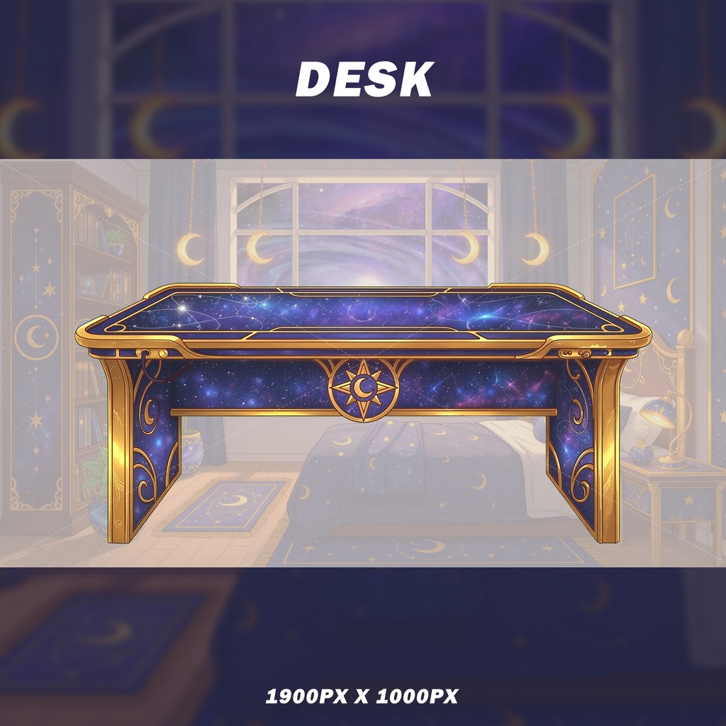 Celestial VTuber Room Asset Pack | Cosmic Stars | Gaming Chair, Desk, Microphone | VTuber Props | Overlay - 2D Streaming Kit