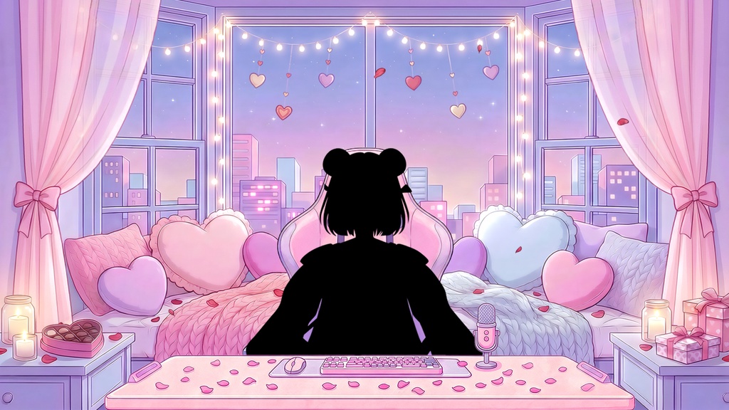 Animated Vtuber Background for Twitch, Valentines room, Cute Romantic Stream background, Loop