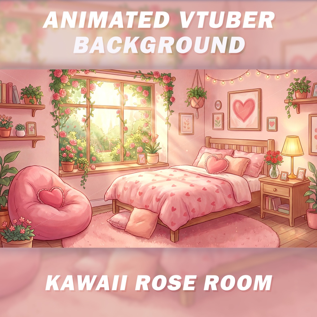 Animated Vtuber Background - Kawaii Rose Room - Pink Pastel