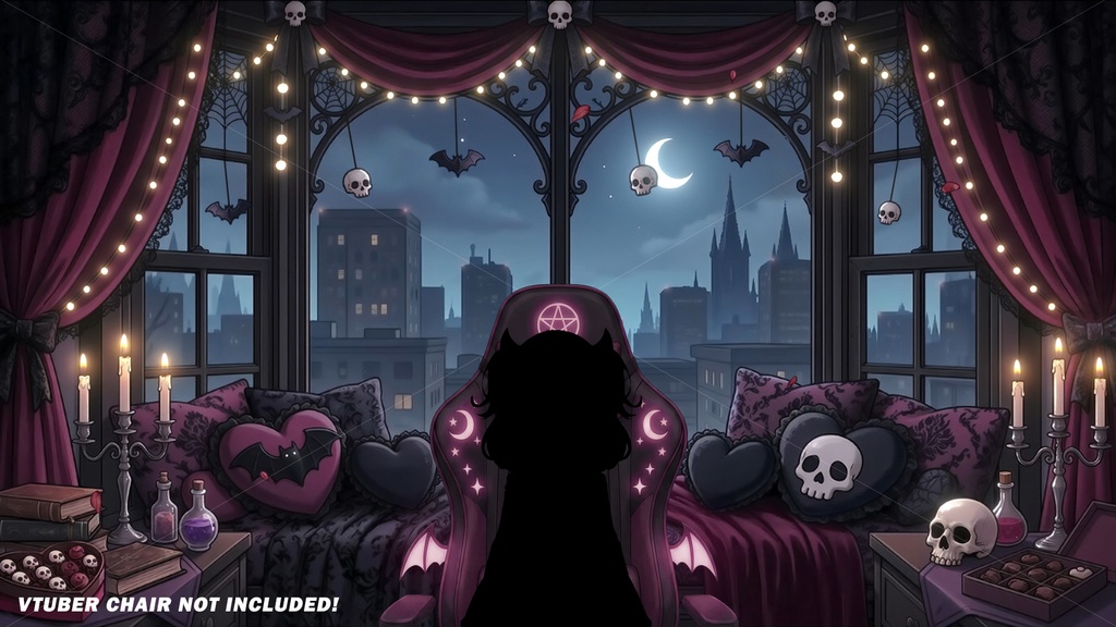 Animated Background for Vtuber, Romantic Gothic, Twitch, Kawaii Goth, Stream Background Loop