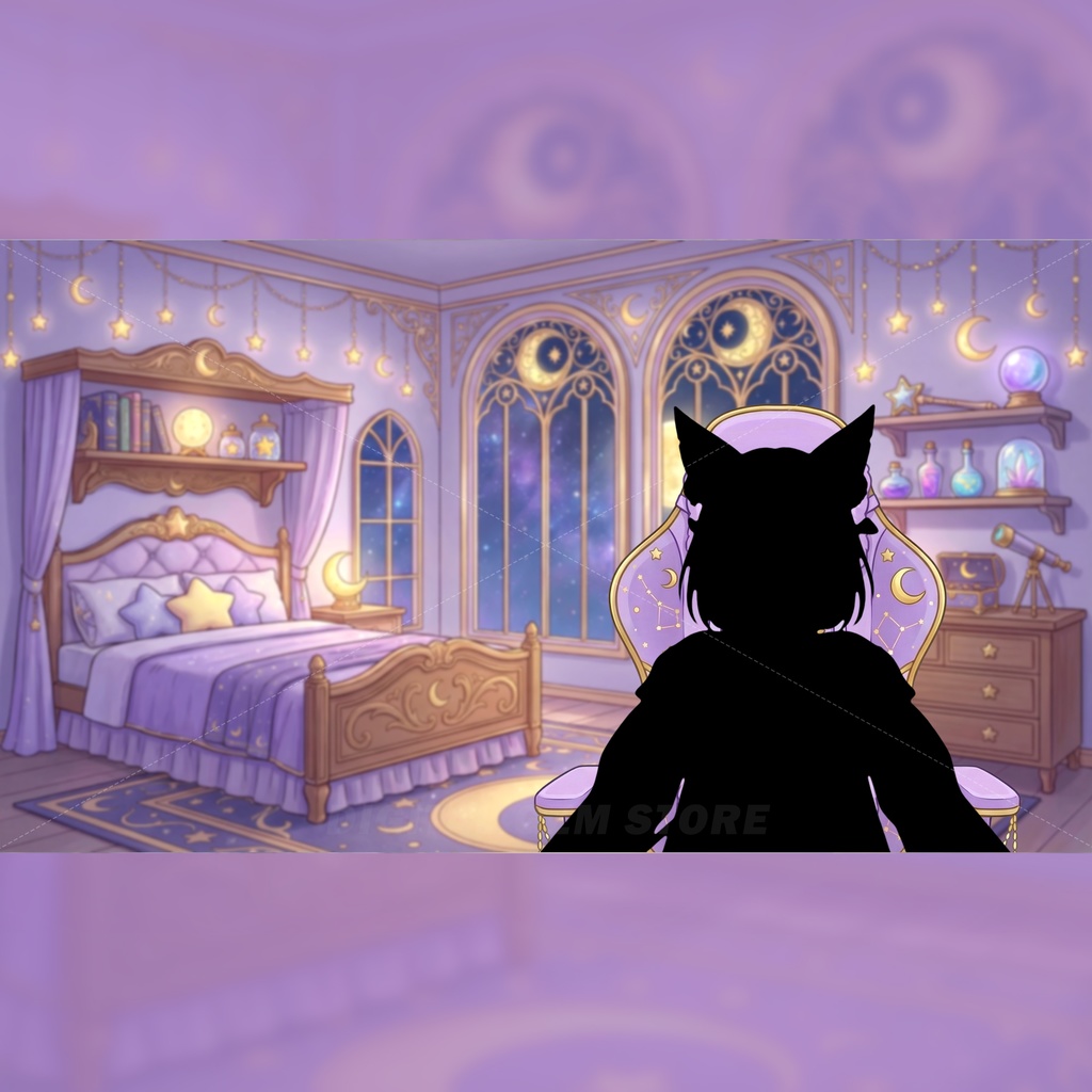 Magic VTuber Assets Pack and Background | Kawaii | Gaming Chair, Desk, Microphone | VTuber Props