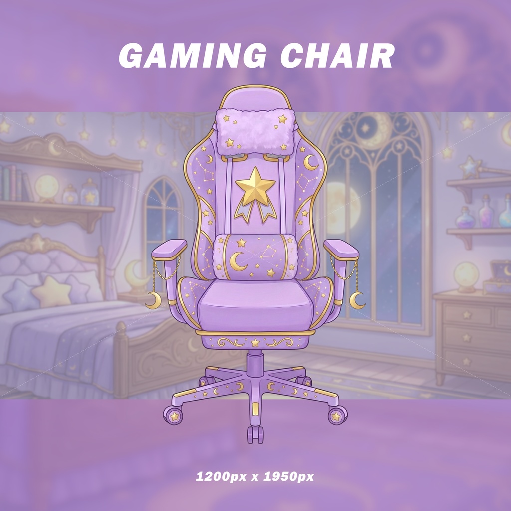 Magic VTuber Assets Pack and Background | Kawaii | Gaming Chair, Desk, Microphone | VTuber Props