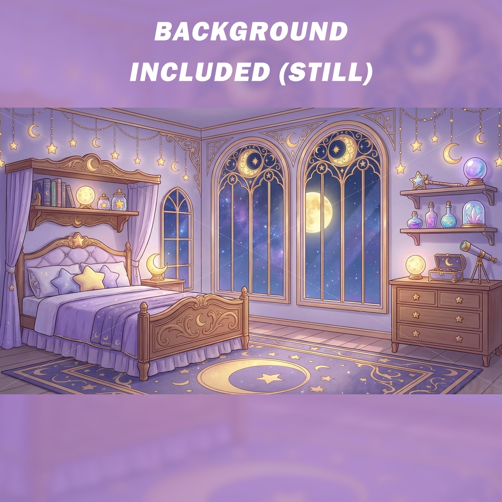 Magic VTuber Assets Pack and Background | Kawaii | Gaming Chair, Desk, Microphone | VTuber Props