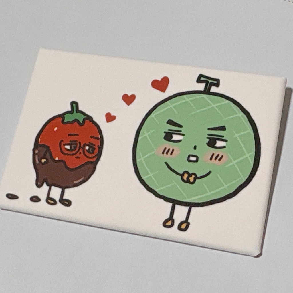 いちごとメロンの缶バッジ