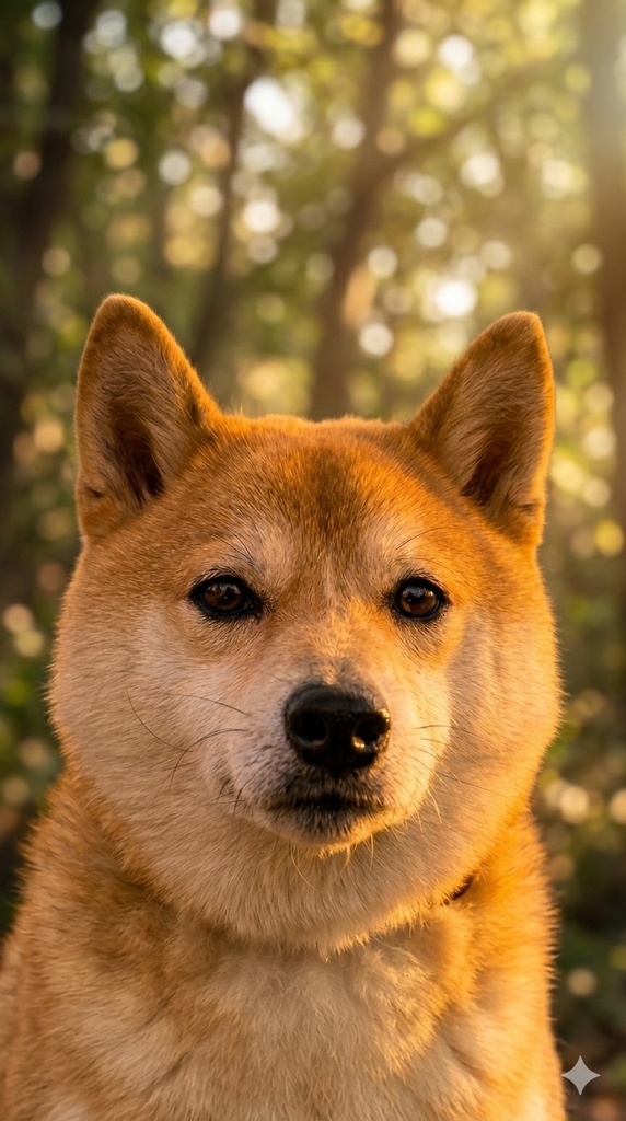 【無料配布】スマホ壁紙：木漏れ日と柴犬