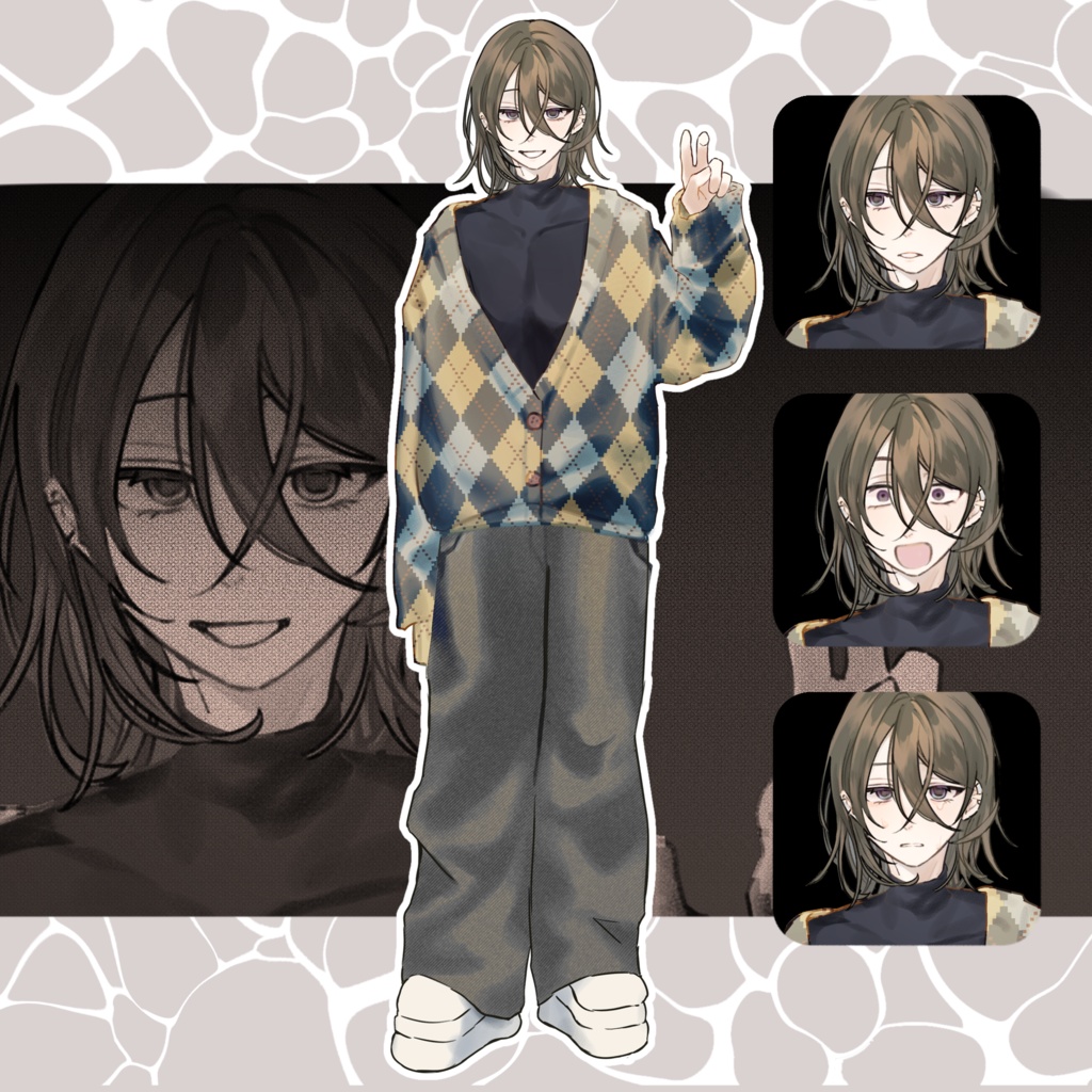 大学生男子・立ち絵セット【表情18種／衣装差分36種】