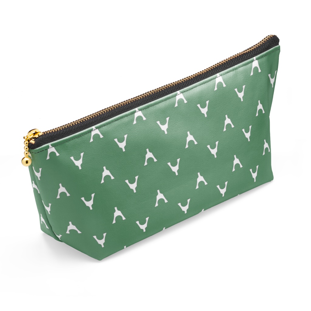 琴柱模様のポーチ(くすみ緑)