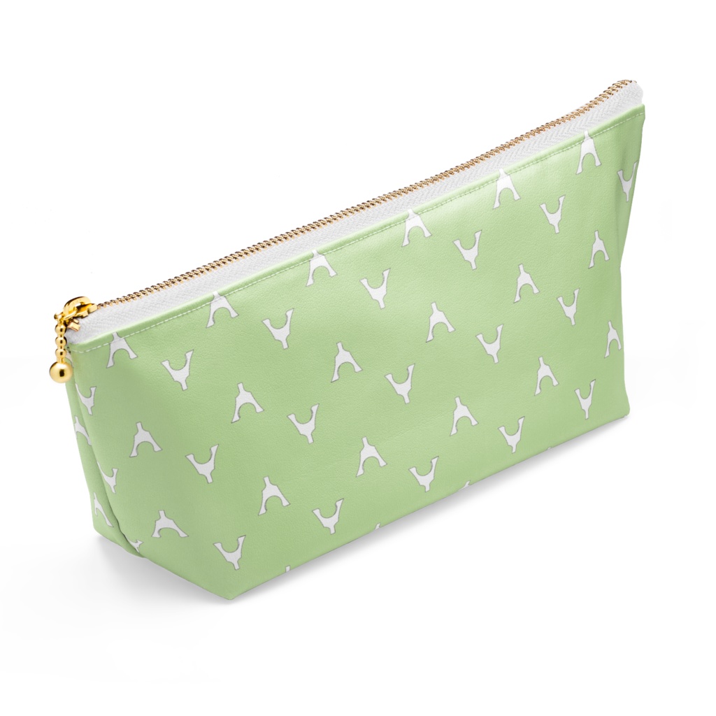 琴柱模様のポーチ(くすみ黄緑)