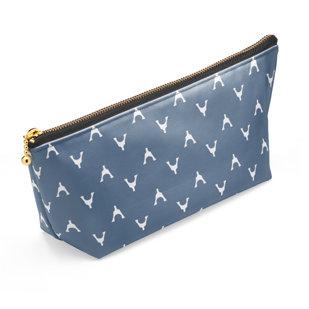 琴柱模様のポーチ(くすみ青)