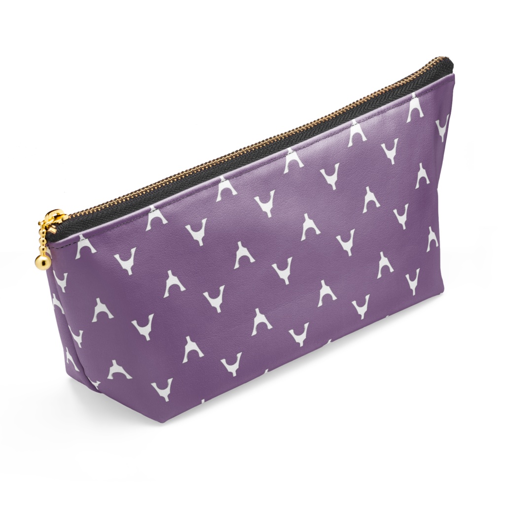 琴柱模様のポーチ(くすみ濃紫)