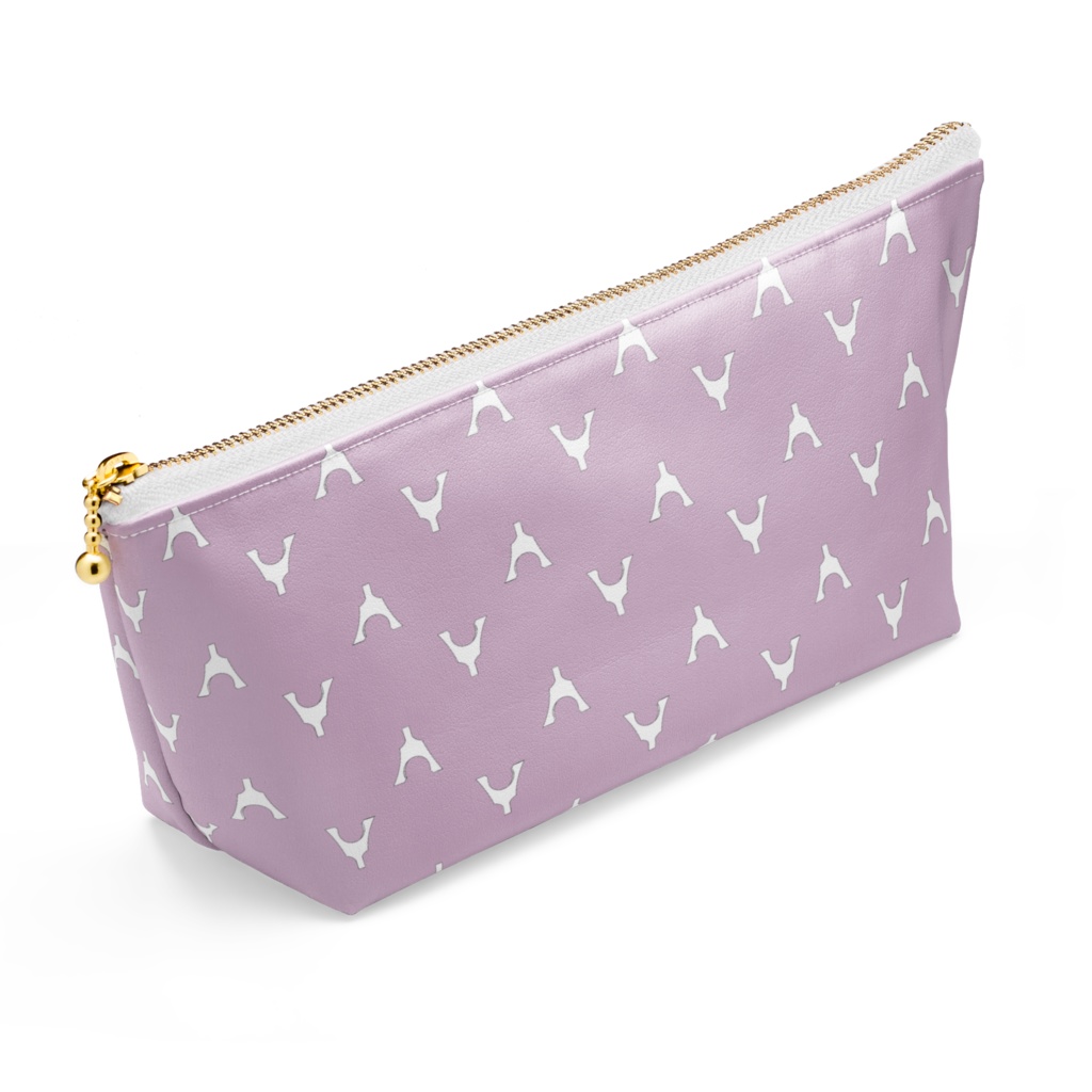 琴柱模様のポーチ(くすみ薄紫)