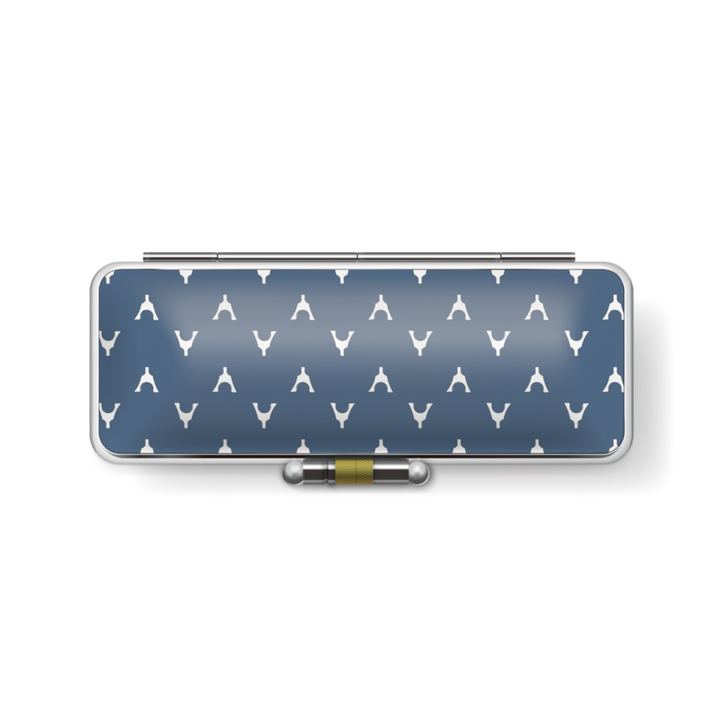 琴柱模様の印鑑ケース(くすみ青)