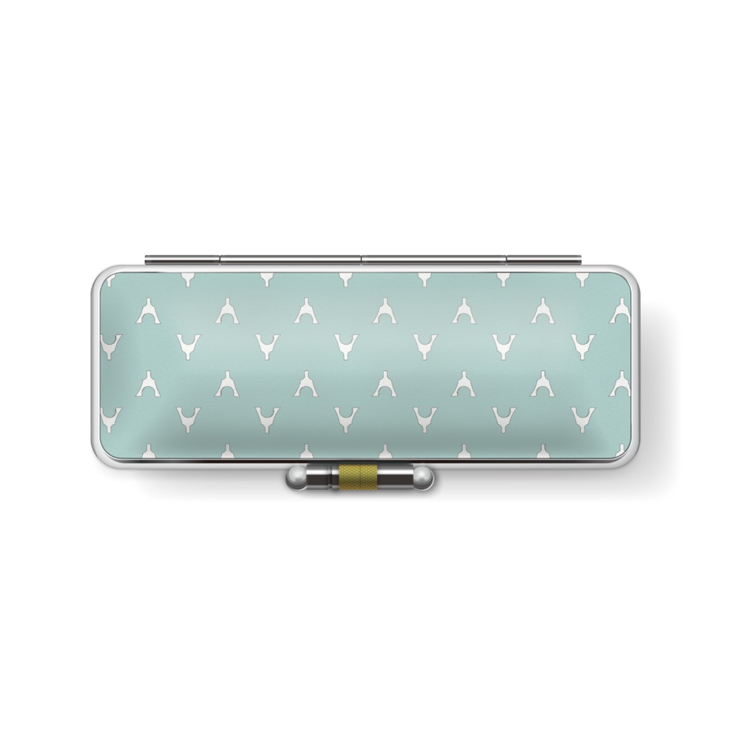 琴柱模様の印鑑ケース(くすみ水色)