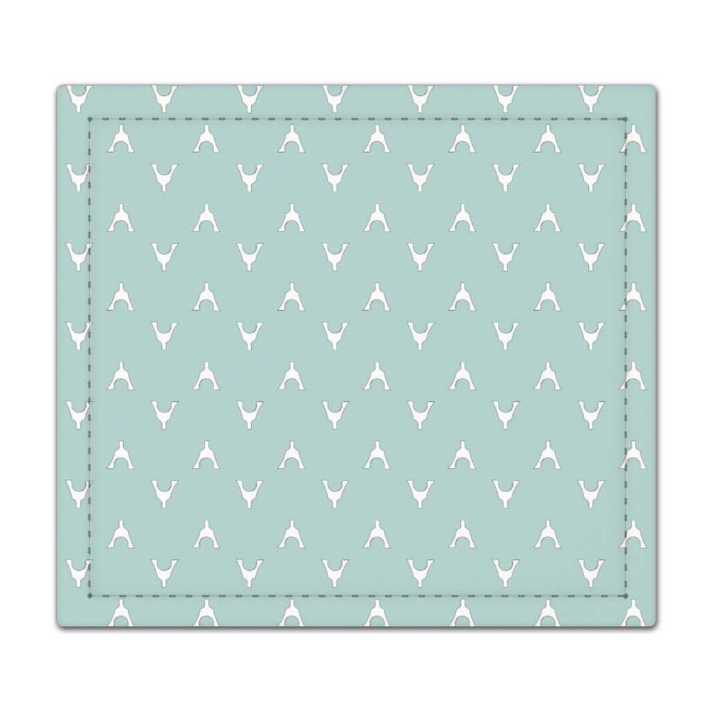 琴柱模様の捺印マット(くすみ水色)