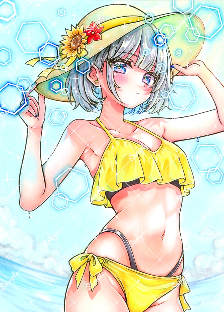 白髪ビキニちゃん/原画/A4