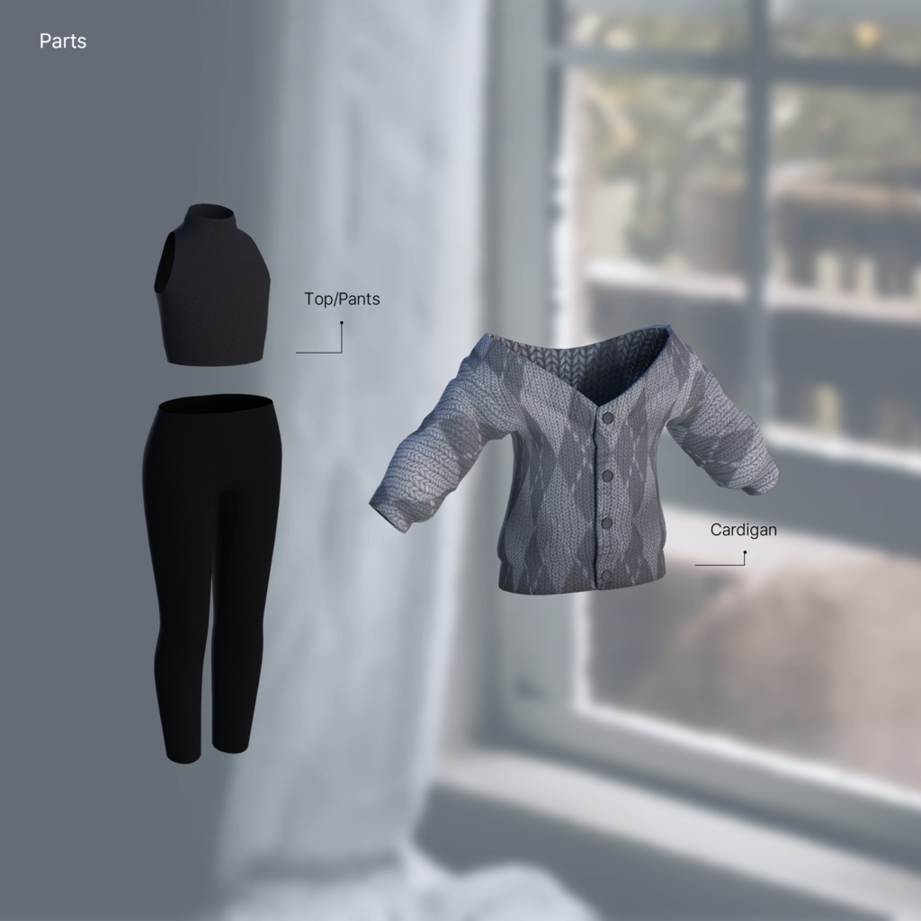 【3Dモデル】Cardigan Set