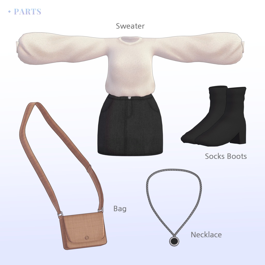 【3Dモデル】Overfit Sweater / Kikyo&Selestia&Shinra