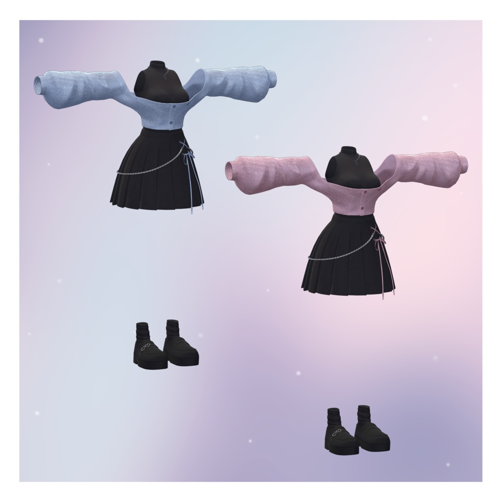 【3Dモデル】Crop Cardigan Set_2 Avatar