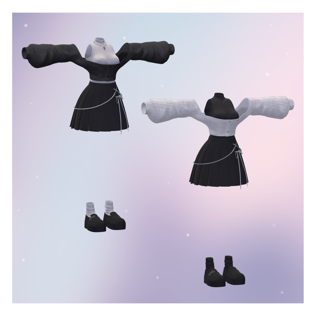 【3Dモデル】Crop Cardigan Set_2 Avatar