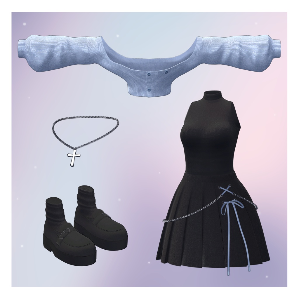 【3Dモデル】Crop Cardigan Set_2 Avatar