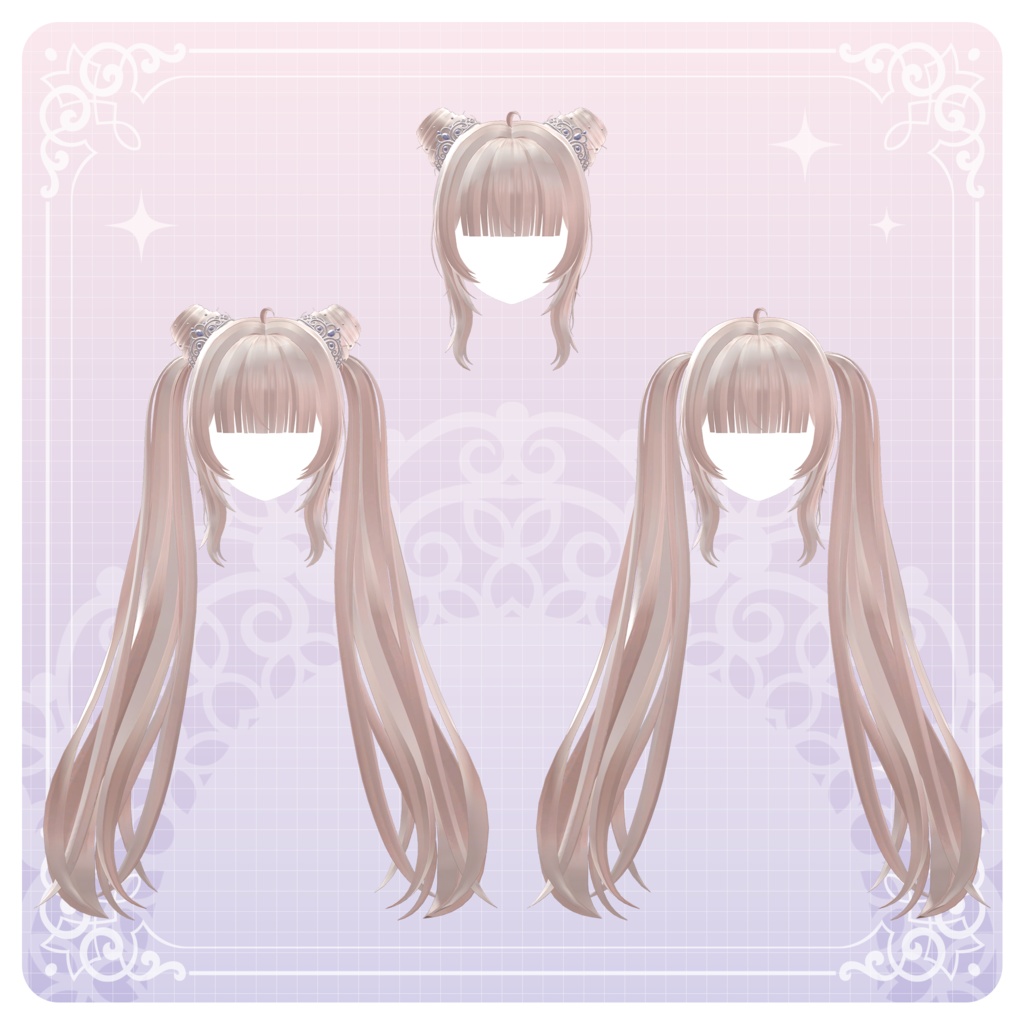 【3Dモデル】Tiara Pudding Hair (16 Avatar)
