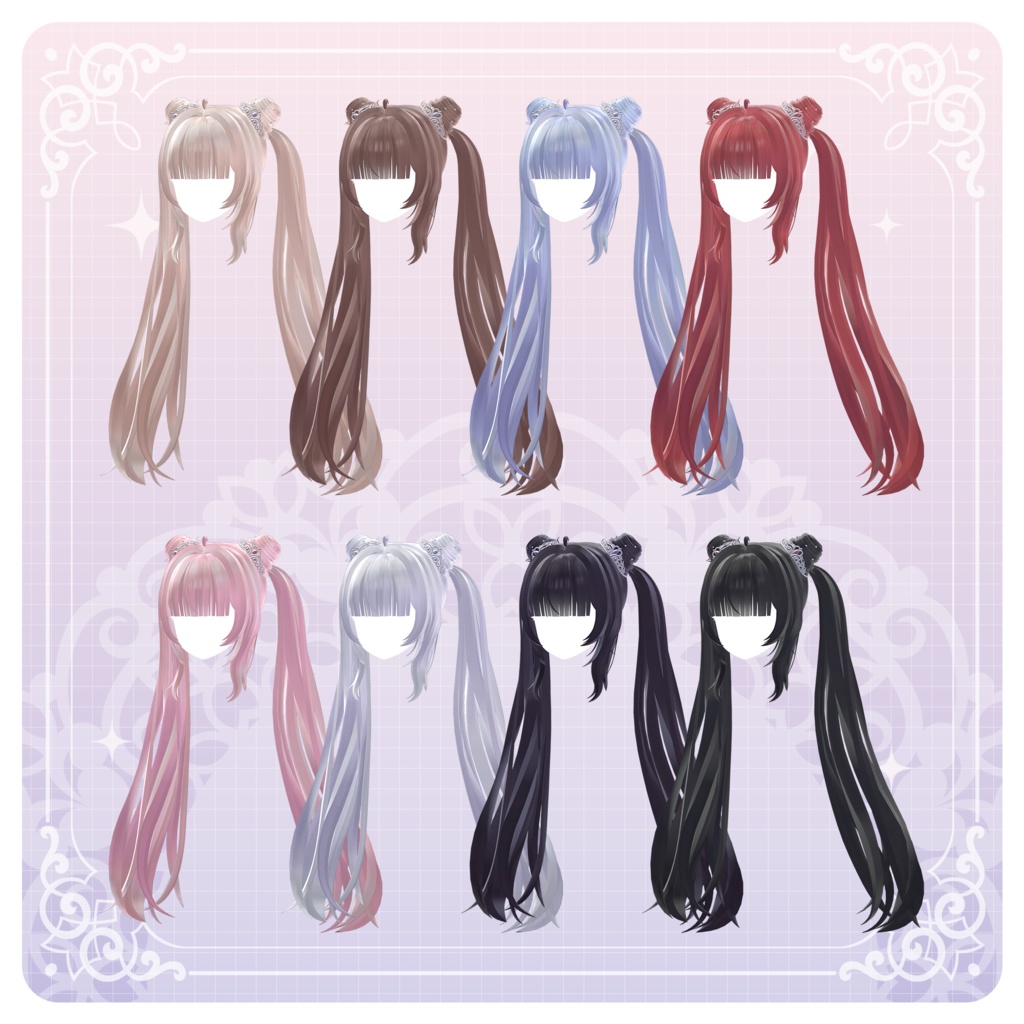 【3Dモデル】Tiara Pudding Hair (16 Avatar)