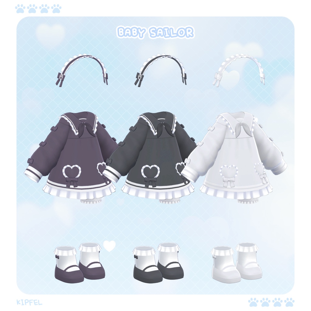 【3Dモデル】Baby Sailor & Braid Hair / キプフェル