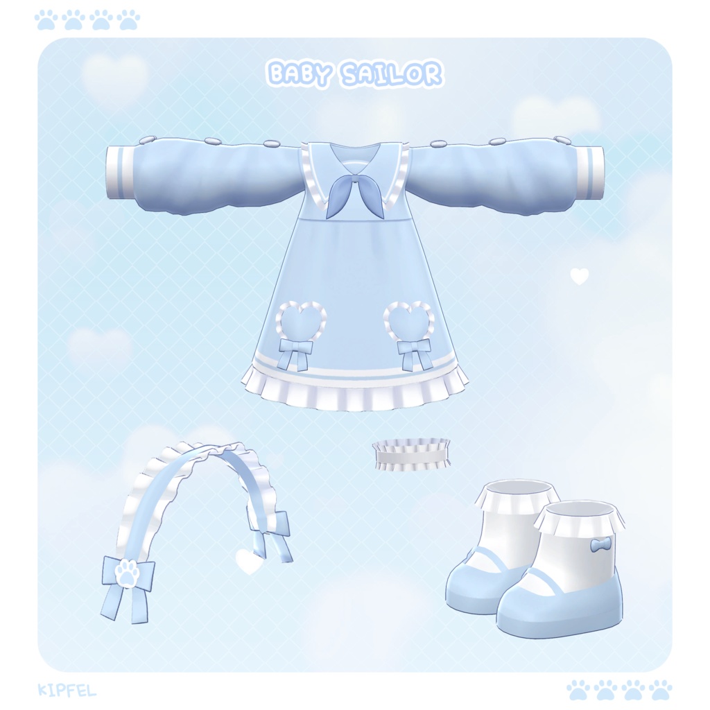 【3Dモデル】Baby Sailor & Braid Hair / キプフェル