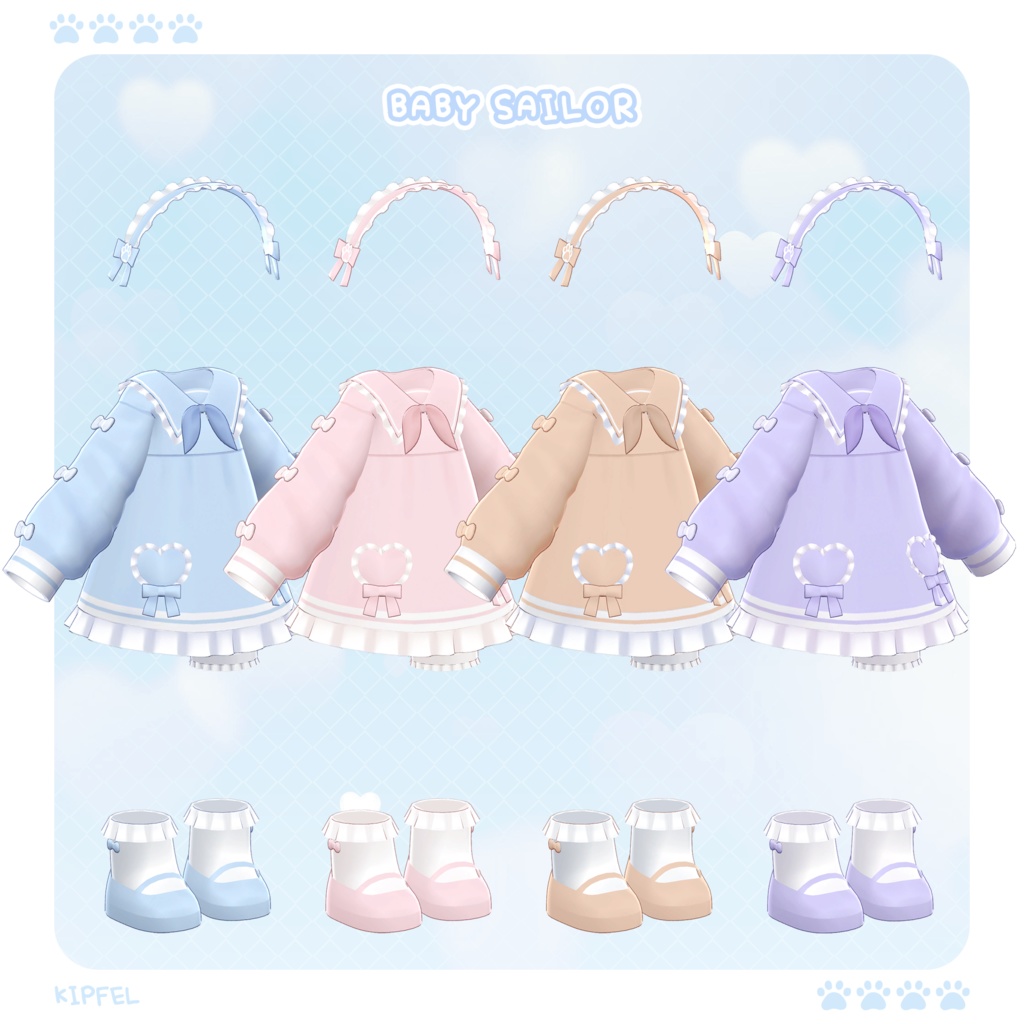 【3Dモデル】Baby Sailor & Braid Hair / キプフェル