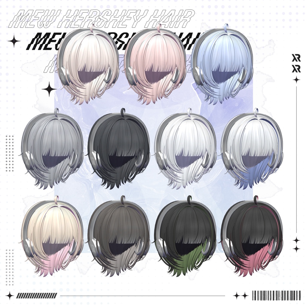 【3Dモデル】Mew Hershey Hair (16 Avatar)