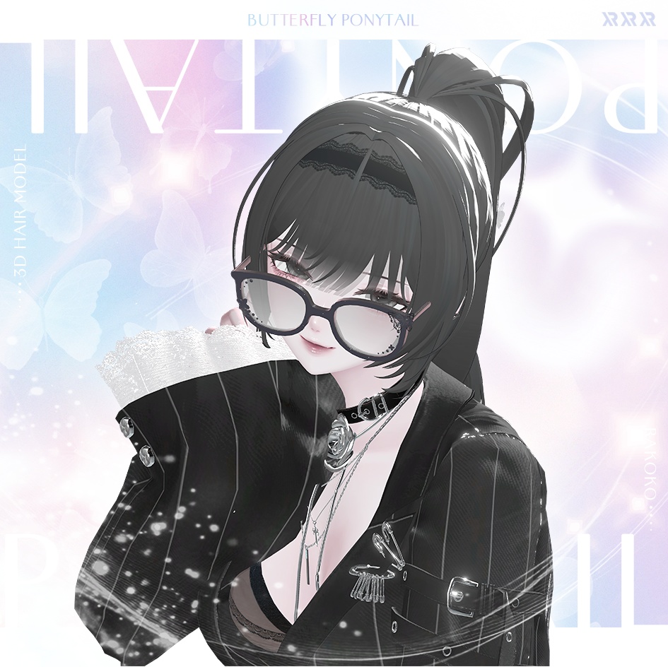 【3Dモデル】Butterfly Ponytail Hair (14 Avatar)