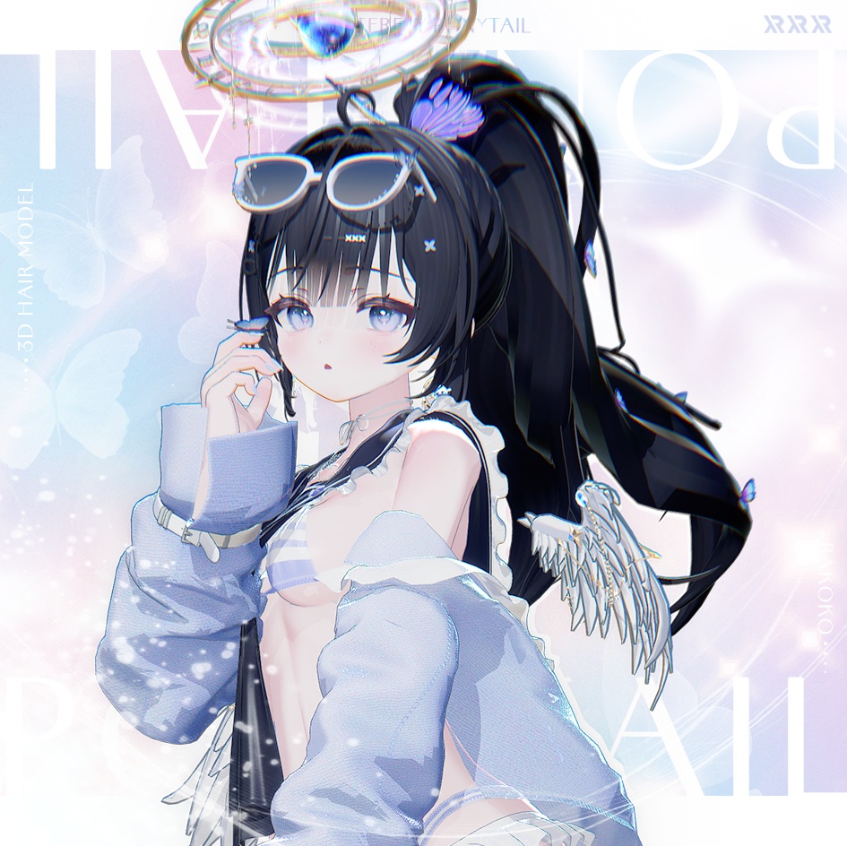 【3Dモデル】Butterfly Ponytail Hair (14 Avatar)