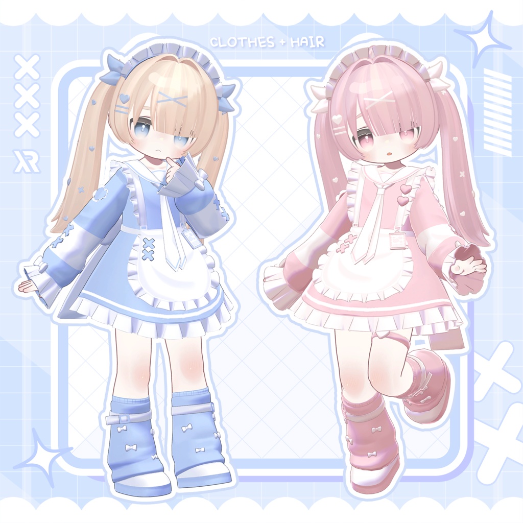 【3Dモデル】Sailor Maid & DecoPop Twin / キプフェル