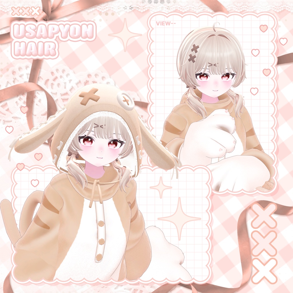 【3Dモデル】Usapyon TwinHair (13 Avatar)