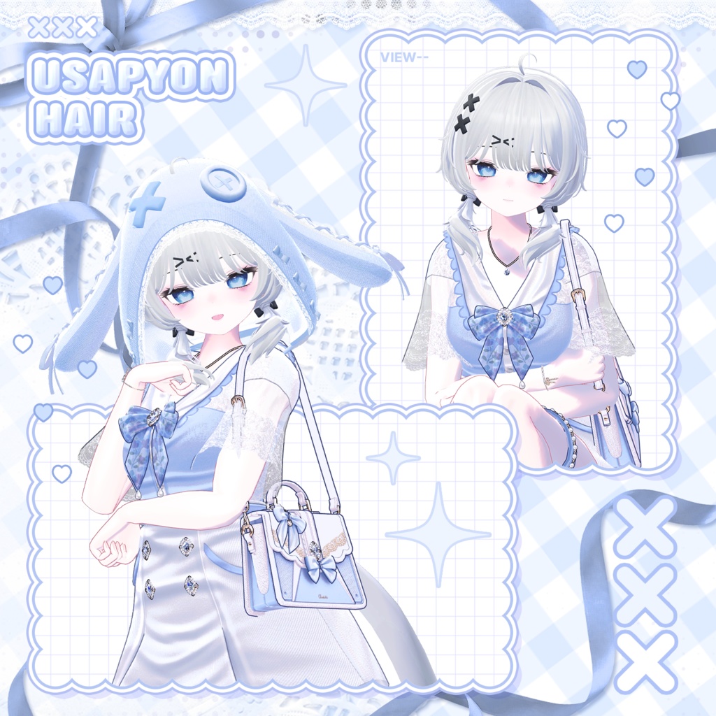 【3Dモデル】Usapyon TwinHair (13 Avatar)